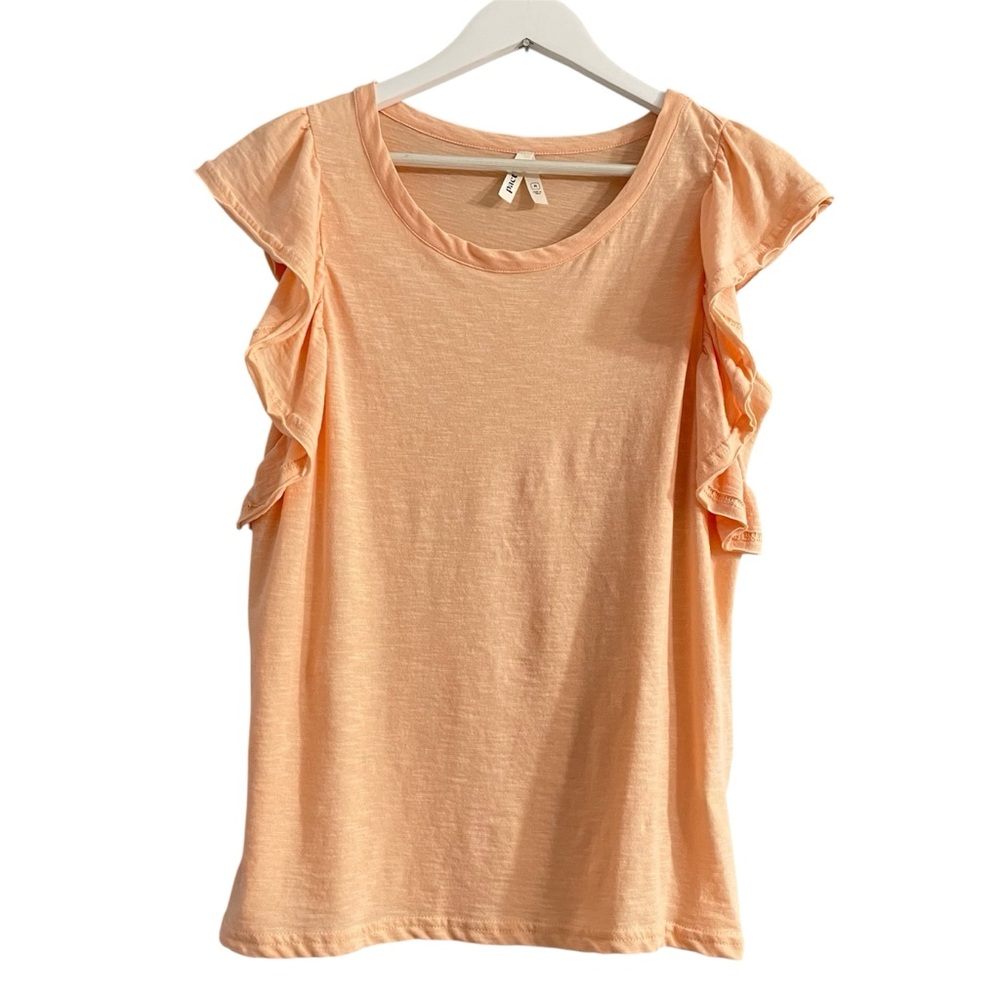 Pact organic cotton Peach Ruffle Sleeve Top blouse size M